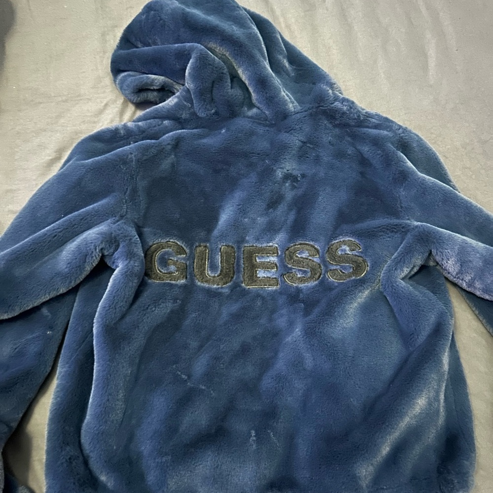 Guess Blue Puffer Jacket Luxurious Softness